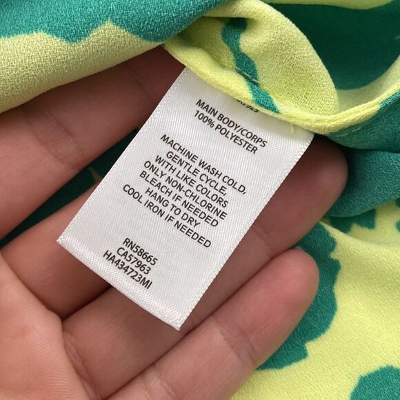 Halogen Green Floral Puffed Sleeve Blouse size Small - Picture 6 of 9